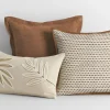 Cambria Cotton Leaf Pillow 14x24 Ivory