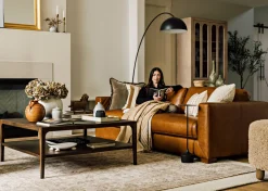Gaetano Leather Sofa -Saddle Tan