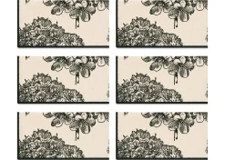 Hydrangea Napkin Set of 6 Natural/Black
