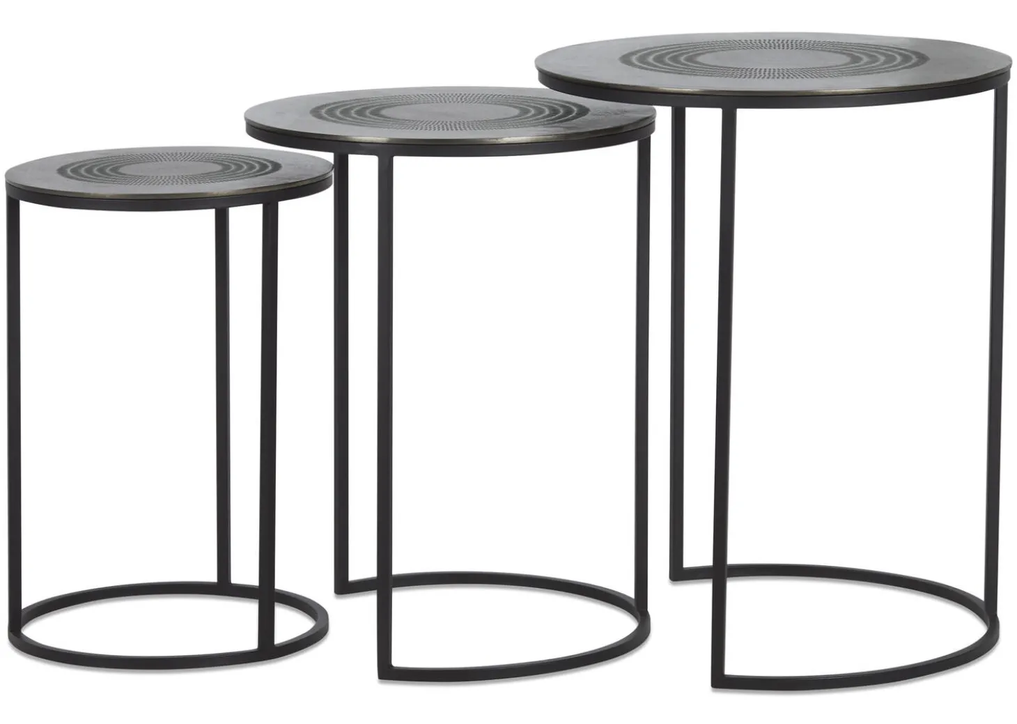 Modello Recycled Metal Nesting Table Set -Charcoal