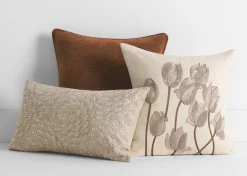Ramea Cotton Floral Pillow 20x20 Ivory/Brown
