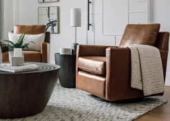 Sadie Leather Swivel Armchair -Arlo Rum