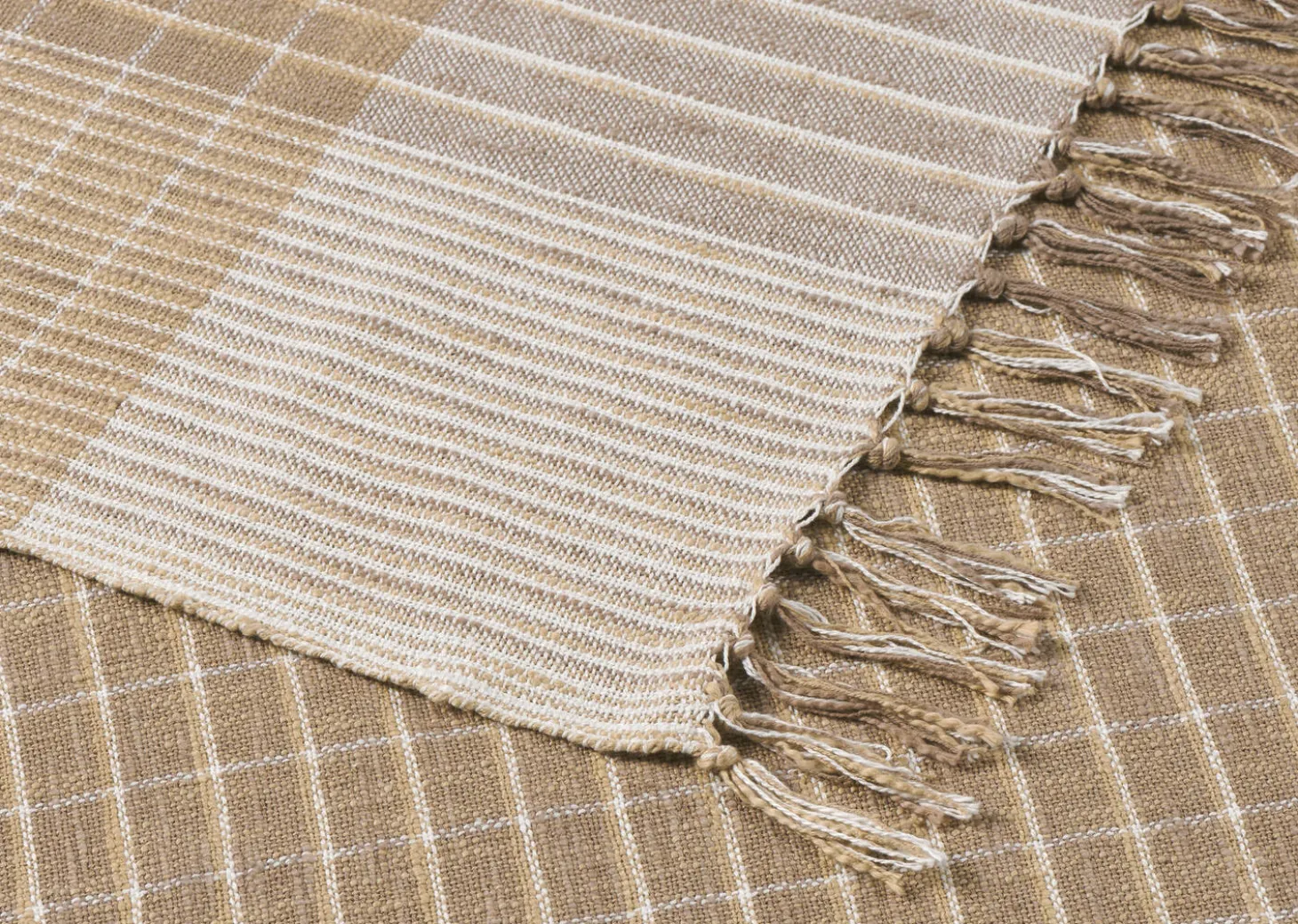 Stevie Cotton Plaid Throw Fawn/Multi